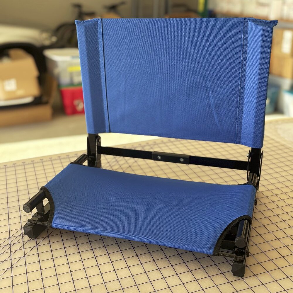 Ole Miss Scipt UM Blue Stadium Chair Folding Stadium Chair Seat Heavy Duty - Picture 2 of 4